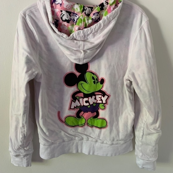 Disney Mickey Mouse Zip-up Graphic Print Reversible Hoodie in Size Small Vintage - Picture 4 of 11